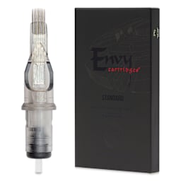 TatSoul Envy Standard Curved Magnum Long Taper Tattoo Needle Cartridge - #12, 15 Needles, Pkg of 10, needle and packaging