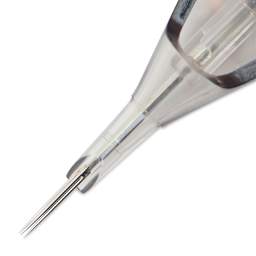 TatSoul Envy Traditional Round Liner Long Taper Tattoo Needle Cartridge - #12, 5 Needles, Pkg of 10, close-up of needle