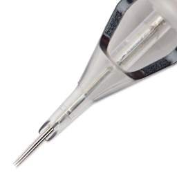 TatSoul Envy Traditional Round Liner Long Taper Tattoo Needle Cartridge - #12, 7 Needles, Pkg of 10, close-up of needle