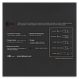Transparent Housing. Plunger Guide. Enhanced Ink Flow. Membrane Mechanism. Plunger. Highest Quality Needles.