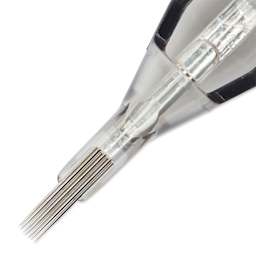 TatSoul Envy Standard Curved Magnum Long Taper Tattoo Needle Cartridge - #12, 7 Needles, Pkg of 10, close-up of needle