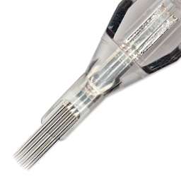 TatSoul Envy Standard Curved Magnum Long Taper Tattoo Needle Cartridge - #12, 9 Needles, Pkg of 10, close-up of needle