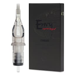 TatSoul Envy Standard Curved Magnum Long Taper Tattoo Needle Cartridge - #12, 9 Needles, Pkg of 10, needle and packaging