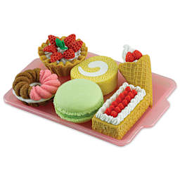 Iwako Japanese Puzzle Eraser Set (out of packaging, angled view)