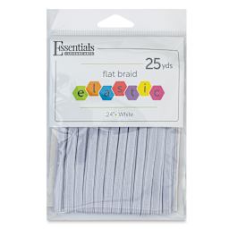 Essentials by Leisure Arts Flat Braid Elastic - .24" x 25 yds, White (In packaging)