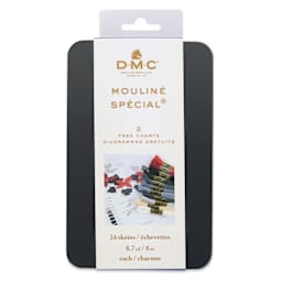 DMC Black Tin Embroidery Floss - Set of 24, Monochrome Colors - front of packaging