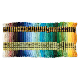 DMC Mouliné Special Collector’s Blue Tin Embroidery Floss - Set of 35, Scenic Colors