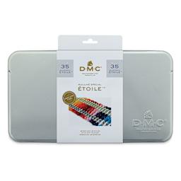 DMC Mouliné Étoile Collector’s Tin Embroidery Floss Set - Set of 35, Assorted Colors (Front of tin)