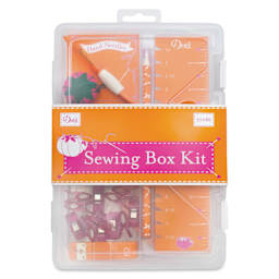 Dritz Sewing Box Kit, Orange and Pink, front of packaging. 