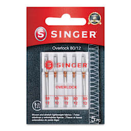 Singer Sewing Machine Needles - Overlock, 80/12, Pkg of 5, front of the packaging