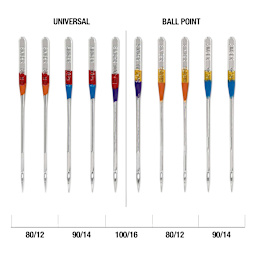 Singer Sewing Machine Needles - Universal and Ball Point, Assorted, Pkg of 10, displaying dimensions