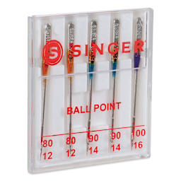 Singer Sewing Machine Needles - Ball Point Assorted, Pkg of 5, inside of carrying case