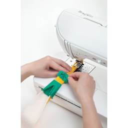 Clover Fabric Tube Maker, stitching project in sewing machine 
