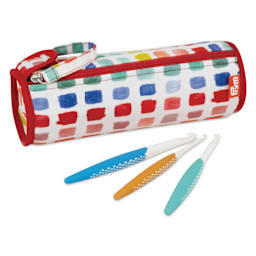 Prym Hook Case - Crochet Hook Roll - closed next to crochet hooks (not included)