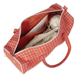 Prym Dachshund Needlework Bag - top view of open bag containing materials (not included)