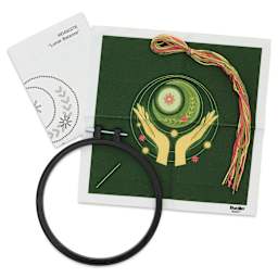 Bucilla Mindful Stitching Stamped Embroidery Kit - Lunar Balance, 6" contents