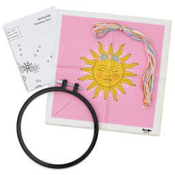 Bucilla Mindful Stitching Stamped Embroidery Kit - Dreamy Sun, 6" contents