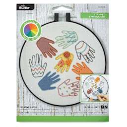 Bucilla Full Color Fabric Stamped Embroidery Kit - Creative Hands front of packaging