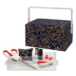 Singer Premium Sewing Basket Kit - Gold Foil Floral, 10-1/4" x 6" x 7-1/2", basket contents
