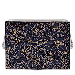 Singer Premium Sewing Basket Kit - Gold Foil Floral, 10-1/4" x 6" x 7-1/2", top of basket