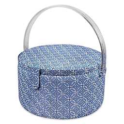Singer Large Premium Round Sewing Basket - 11-1/2" D x 6-5/8" H, basket closed