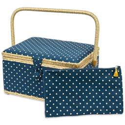 Singer Large Sewing Basket - Polka Dot, 11-3/4"W x 6"H x 8"D, pouch out of basket
