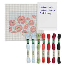 DMC The Designer Collection Easy Tapestry & Needlepoint Kit - Poppy Field, contents