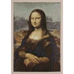 DMC The Museum Collection Cross Stitch Kit - “Mona Lisa” by Leonardo da Vinci, finished example