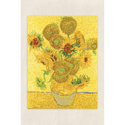 DMC The Museum Collection Cross Stitch Kit - “Sunflowers” by Vincent van Gogh, finished example