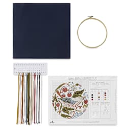 DMC The Museum Collection Cross Stitch Kit - “Strawberry Thief” by William Morris, kit contents