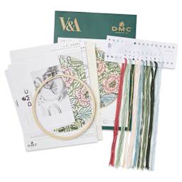 DMC The Museum Collection Cross Stitch Kit - “Myrtle” by J.H. Dearle, kit contents