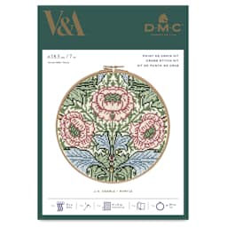 DMC The Museum Collection Cross Stitch Kit - “Myrtle” by J.H. Dearle, front of packaging