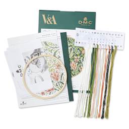 DMC The Museum Collection Cross Stitch Kit - “Golden Lily” by J.H. Dearle, kit contents