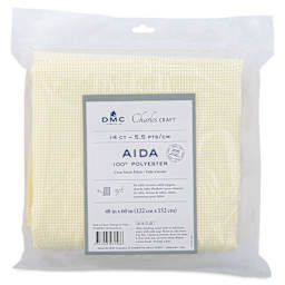 DMC Charles Craft Polyester Aida Fabric - Ivory, 14-count, 48" x 60" front of packaging