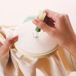 Clover Embroidery Stitching Tool - in use