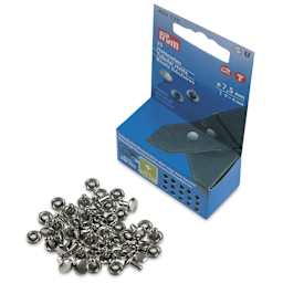 Prym Vario Creative Tubular Rivets - 3 - 4 mm Thick Fabric, Pkg of 25, 7.5 mm Dia. - packaging and contents