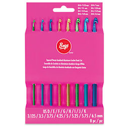 Boye Aluminum Crochet Hooks - Set of 8, US D-K - front of packaging