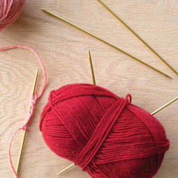 Boye Aluminum Doublepoint Knitting Needles - in use with yarn (not included)