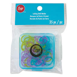 Boye Locking Stitch Markers - Assorted Colors, Pkg of 35 - front of packaging