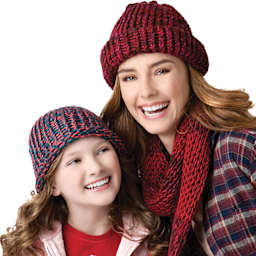 Boye Looms - finished beanie examples and finished scarf example