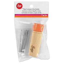 Boye Wood Container & Yarn Needles - Pkg of 6 Needles, Coral Lid - front of packaging
