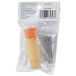 Boye Wood Container & Yarn Needles - Pkg of 6 Needles, Coral Lid - back of packaging