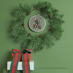 Rico Design Embroidery Kits - Christmas Tree hung on wall
