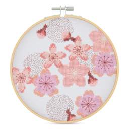Rico Design Counted Cross Stitch Kit - Cherrry Blossom, 15 cm - finished example