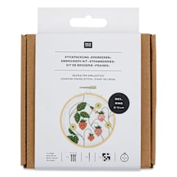 Rico Design Counted Cross Stitch Kit - Strawberries, 10 cm - back of packaging