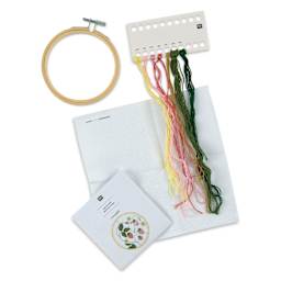 Rico Design Counted Cross Stitch Kit - Strawberries, 10 cm - contents