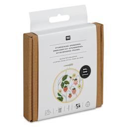 Rico Design Counted Cross Stitch Kit - Strawberries, 10 cm - front of packaging, angled view