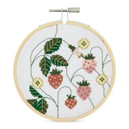 Rico Design Counted Cross Stitch Kit - Strawberries, 10 cm - finished example