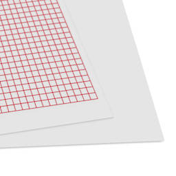 Dritz Quilting Template Sheets - 8.5 in x 11 in - close-up of corner of one grid template sheet and one blank
