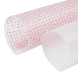 Dritz Quilting Template Sheets - 8.5 in x 11 in - close-up of end of one grid template sheet and one blank